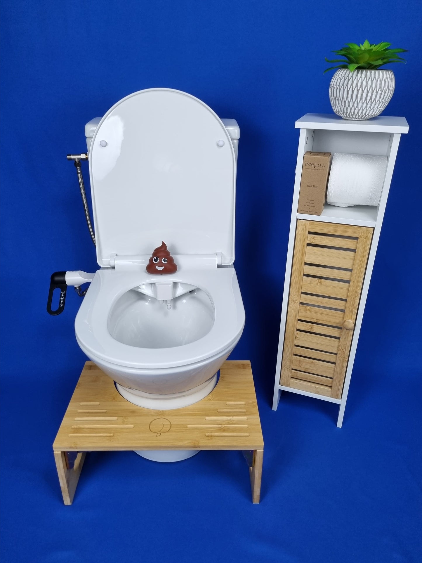 Bidet Peepoo & Bench au WC - le bidet qui transforme vos WC en toilettes Japonaises en 8 minutes & le Tabouret de wc qui vous permet de tout évacuer