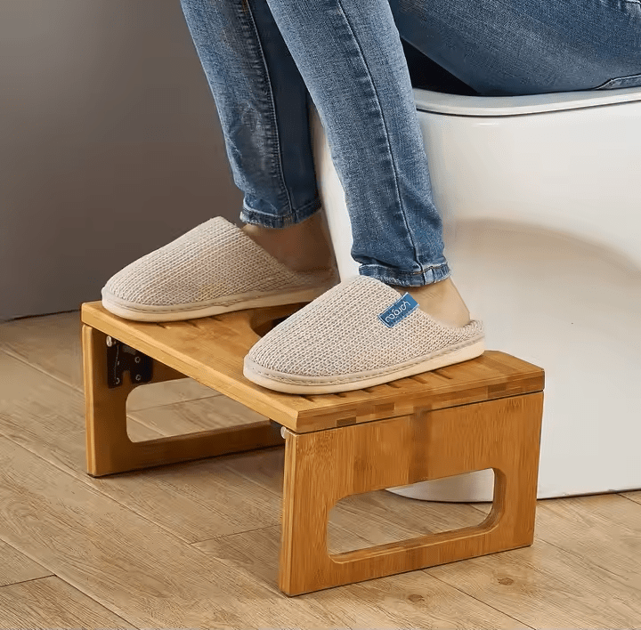 Tabouret De Toilette Pliable En Bambou - 40x21x18 Cm, Charge 100 Kg - Marchepied Ergonomique Pour Salle De Bain